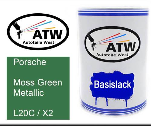 Porsche, Moss Green Metallic, L20C / X2: 500ml Lackdose, von ATW Autoteile West.